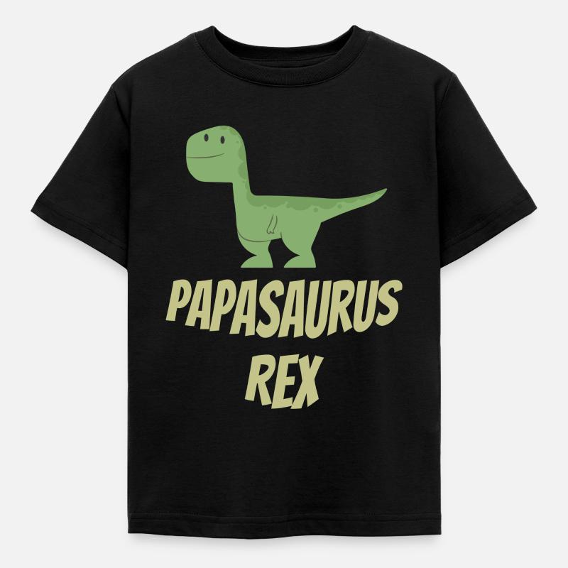 Papasaurus Rex - Kinder T-Shirt - Schwarz