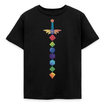 Polyhedral Dice Sword Fantasy Role-Playing Game - Kinder T-Shirt - Schwarz - Vorne - AI Model Kid Female (0cm)