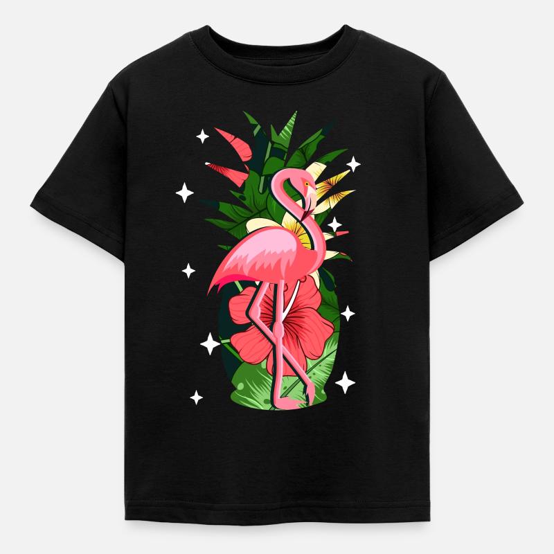 Flamingo Rosa - Kinder T-Shirt - Schwarz