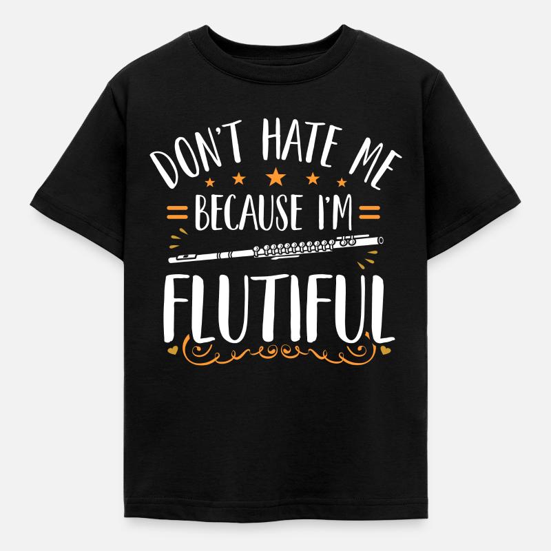 Querflöte Seitengeblasene Flöte - Kinder T-Shirt - Schwarz