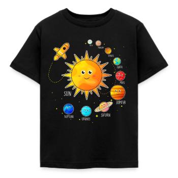 Sonnensystem Kinder Weltraum Planeten Universum - Kinder T-Shirt - Schwarz - Vorne - AI Model Kid Female (0cm)
