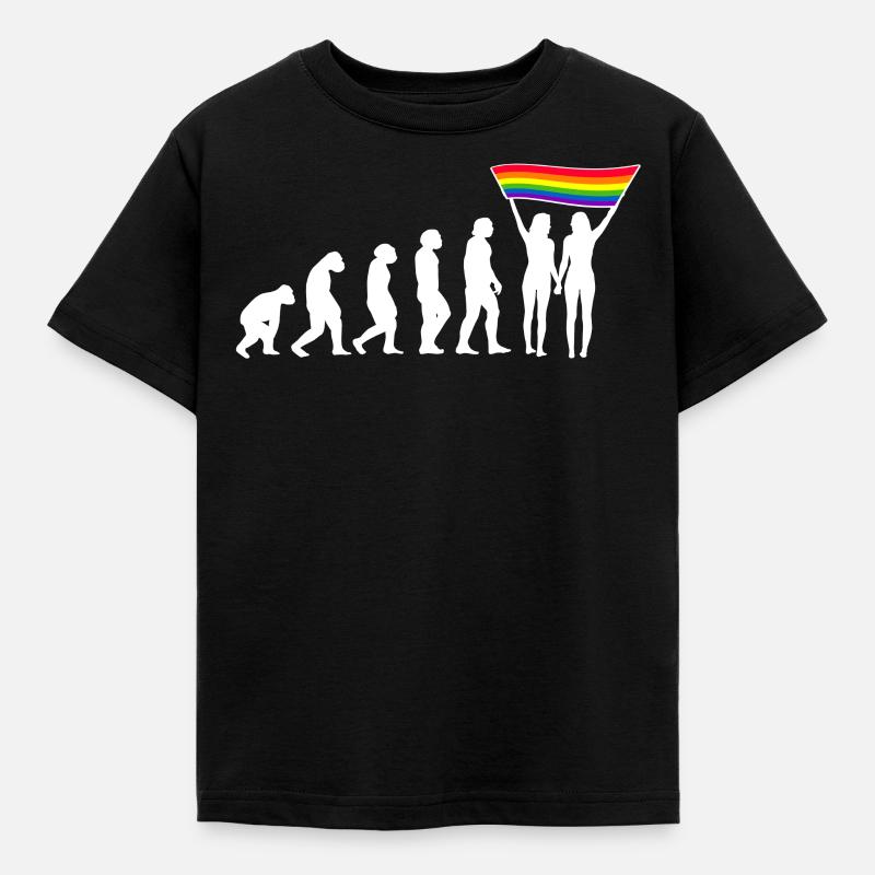 LGBTQ Evolution lesbienne pride lesbiennes drapeau - T-shirt Enfant - noir
