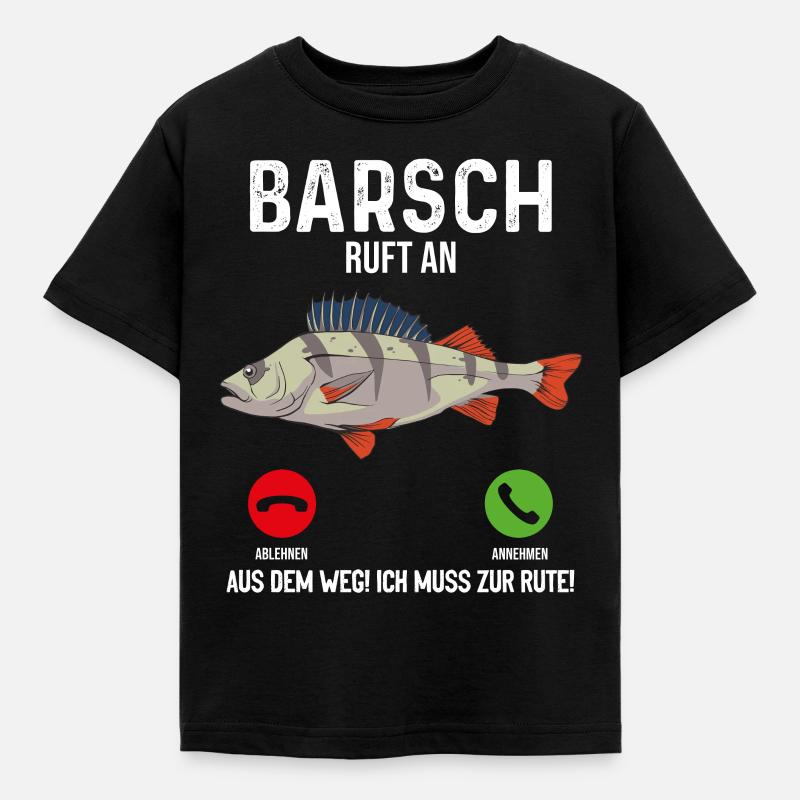 Barsch Angeln - Kinder T-Shirt - Schwarz