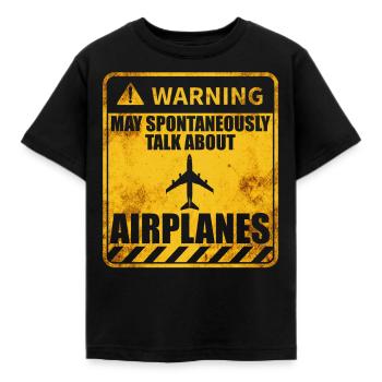 Aircraft lovers pilot aviation aviation aircraft - Kids' T-Shirt - black - Front - AI Model Kid Female (0cm)