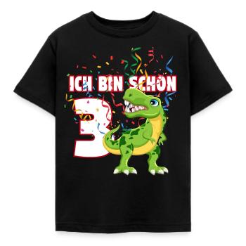 Geburtstag 3 Jahre Junge Dino Dinosaurier - Kinder T-Shirt - Schwarz - Vorne - AI Model Kid Female (0cm)
