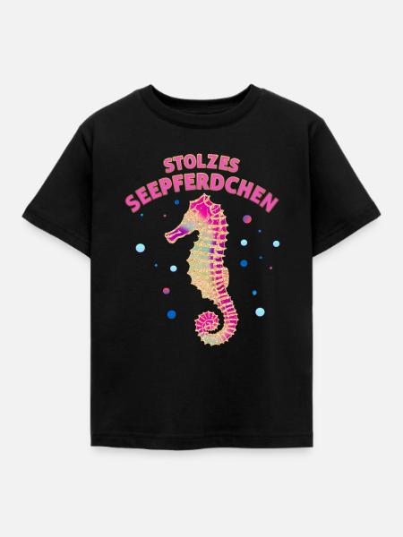 Stolzes Seepferdchen - Kinder T-Shirt - Schwarz