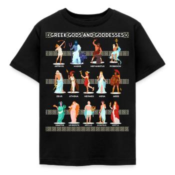 Griechische Götter und Göttinnen - Kinder T-Shirt - Schwarz - Vorne - AI Model Kid Female (0cm)