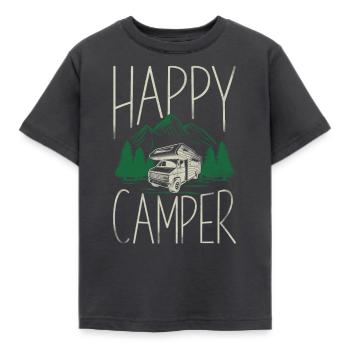 Camping Happy Camper Motorhome - Kinder T-Shirt - Dunkelgrau - Vorne - AI Model Kid Female (0cm)