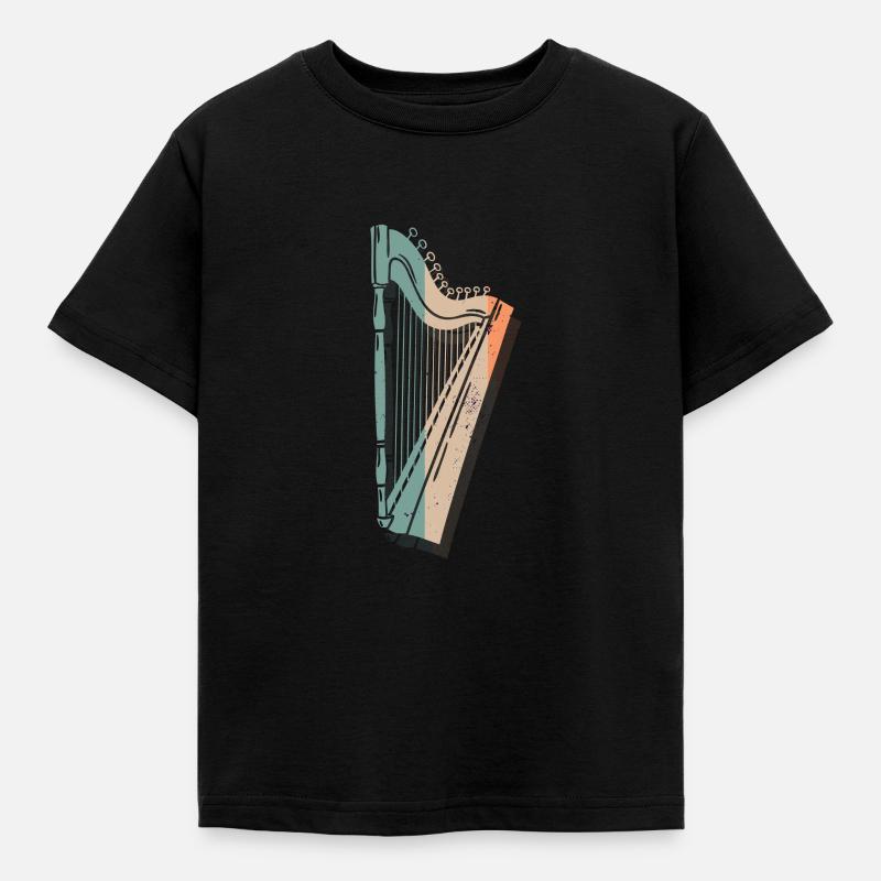 Harfe - Kinder T-Shirt - Schwarz