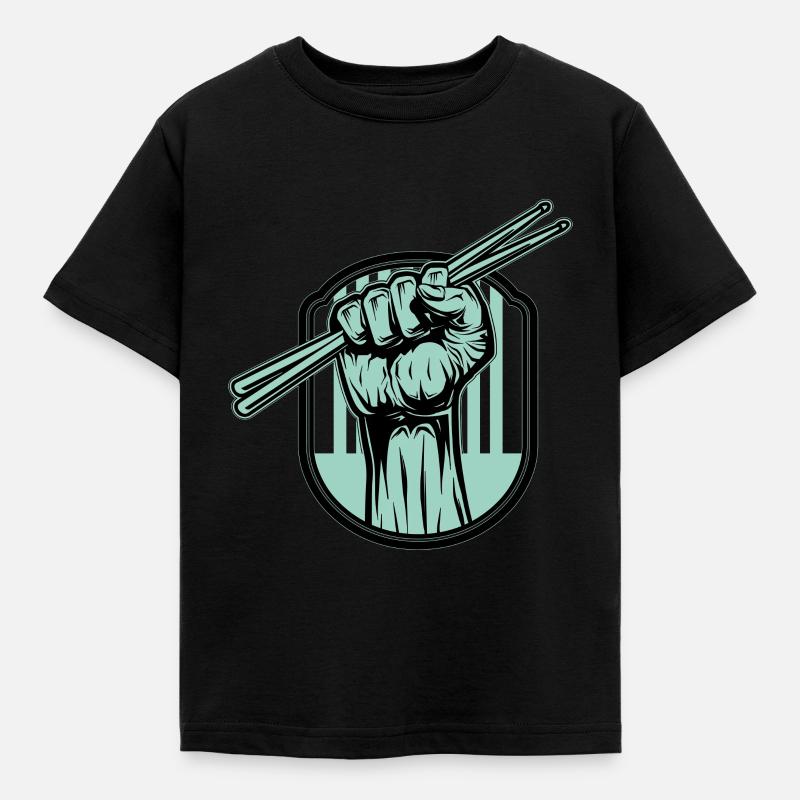 Schlagzeug Drumsticks - Kinder T-Shirt - Schwarz