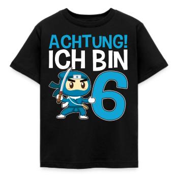 Achtung ich bin 6 - Kinder T-Shirt - Schwarz - Vorne - AI Model Kid Female (0cm)