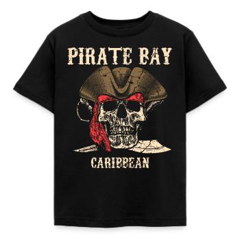 Crâne de pirate Caraïbes - T-shirt Enfant - noir - Devant - AI Model Kid Female (0cm)