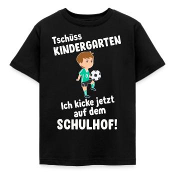 Schulkind Einschulung Schulanfang fußball - Kinder T-Shirt - Schwarz - Vorne - AI Model Kid Female (0cm)
