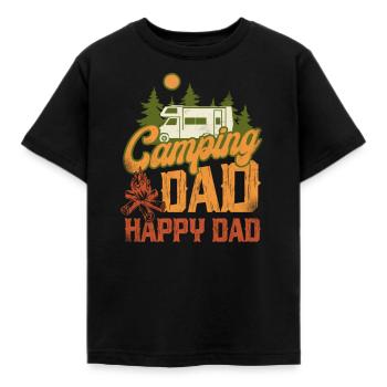 Camping Dad Happy Dad Motorhome - Kinder T-Shirt - Schwarz - Vorne - AI Model Kid Female (0cm)