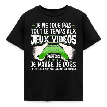 Gamer Idée Cadeau Jeux Vidéo Humour Ado Geek - T-shirt Enfant - noir - Devant - AI Model Kid Female (0cm)