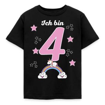 4 Jahre Einhorn 4. Geburtstag Mädchen - Kinder T-Shirt - Schwarz - Vorne - AI Model Kid Female (0cm)