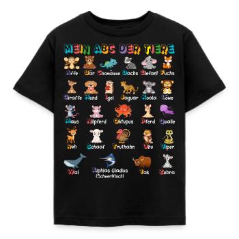 Mein ABC der Tiere Tierarten Alphabet A-Z Deutsch - Kinder T-Shirt - Schwarz - Vorne - AI Model Kid Female (0cm)