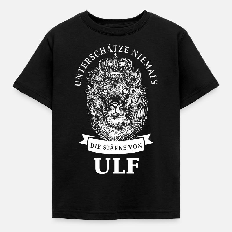 Ulf Geschenk Name Löwe - Kinder T-Shirt - Schwarz
