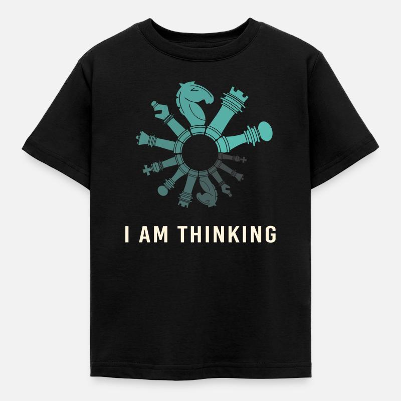 Chess Player Thinking Chess Funny - Kids' T-Shirt - black