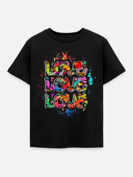 Love Graffiti - Kinder T-Shirt - Schwarz