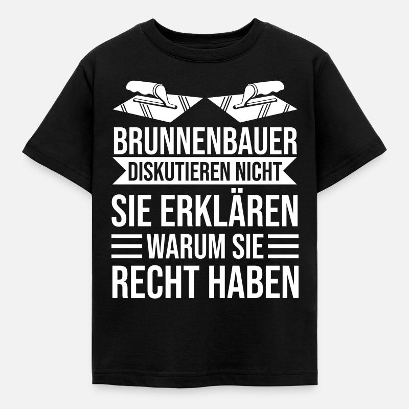 Brunnenbauer - Kinder T-Shirt - Schwarz