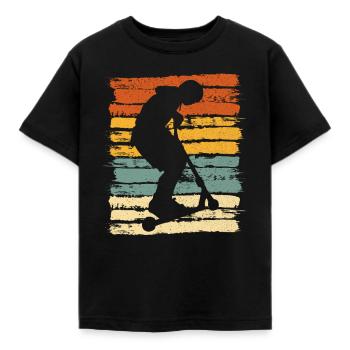 Scooter Tretroller Stunt E-Scooter Klapproller - Kinder T-Shirt - Schwarz - Vorne - AI Model Kid Female (0cm)