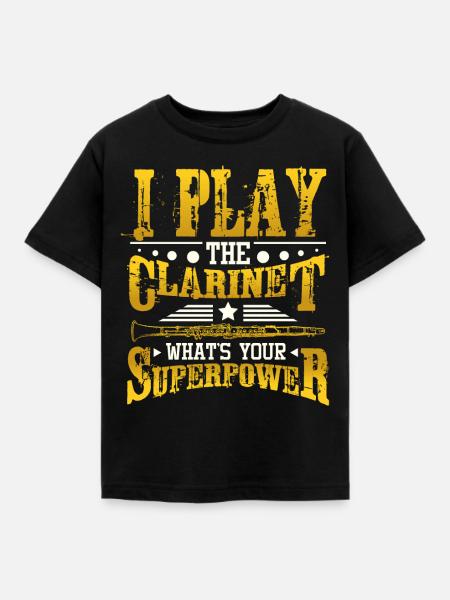 klarinettist Superpower - Kinder T-Shirt - Schwarz