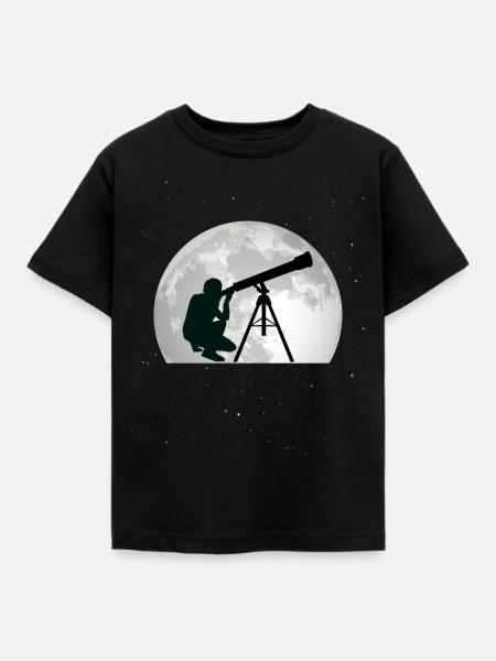 Astronomie Mond Teleskop Astrophysik - Kinder T-Shirt - Schwarz