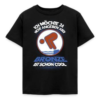 Schwimmen Schwimmer Bronze Geschenk - Kinder T-Shirt - Schwarz - Vorne - AI Model Kid Female (0cm)
