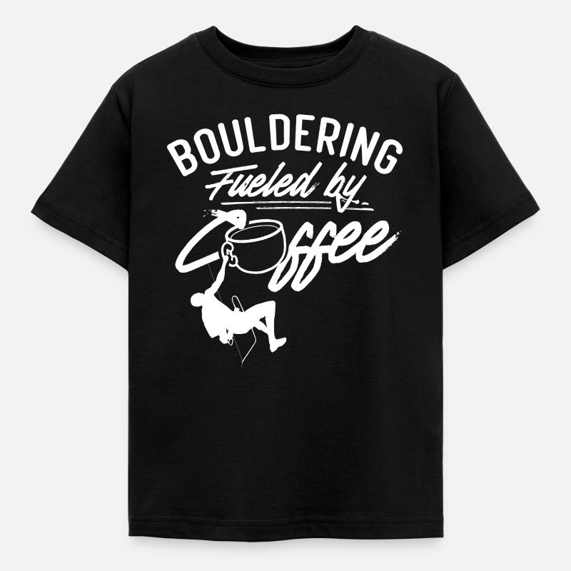 Bouldering Powered by Coffee Boulderer - Kids' T-Shirt - black