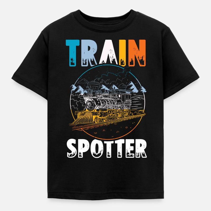 Eisenbahn Bahnhof Zug Train Spotter - Kinder T-Shirt - Schwarz