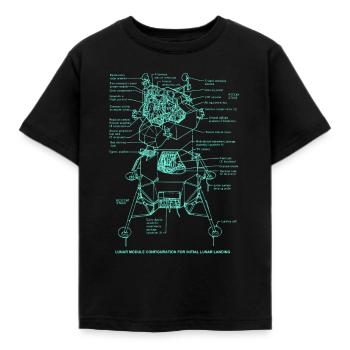 Retro Old School Lunar Lander Apollo Moon Landing - Kids' T-Shirt - black - Front - AI Model Kid Female (0cm)