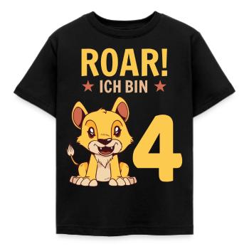Ich Bin 4 Jahre Alt Kinder Löwe Zum 4. Geburtstag - Kinder T-Shirt - Schwarz - Vorne - AI Model Kid Female (0cm)