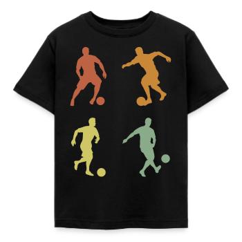 Young Football Player Retro Football Fan - Kids' T-Shirt - black - Front - AI Model Kid Female (0cm)
