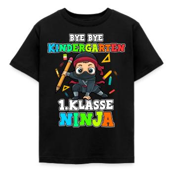 Einschulung Schulkind Ninja 1. Klasse Schulanfang - Kinder T-Shirt - Schwarz - Vorne - AI Model Kid Female (0cm)