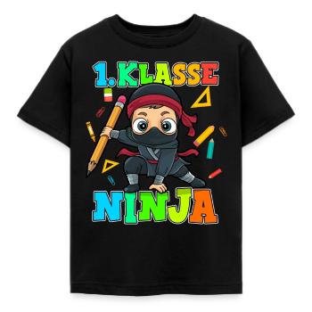 Einschulung Schulkind Ninja 1. Klasse Schulanfang - Kinder T-Shirt - Schwarz - Vorne - AI Model Kid Female (0cm)