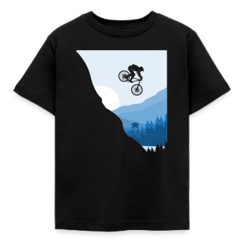 Downhill Bike Downhiller MTB - Kinder T-Shirt - Schwarz - Vorne - AI Model Kid Female (0cm)
