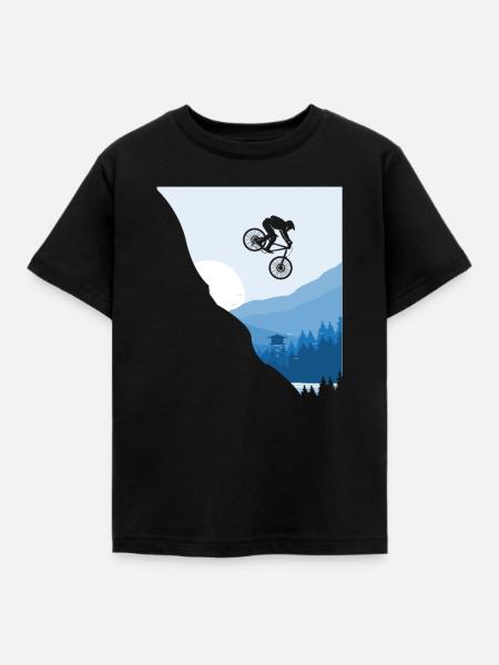 Downhill Bike Downhiller MTB - Børne-T-shirt - sort