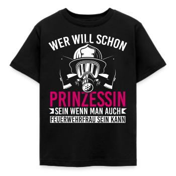 Feuerwehr Prinzessin Feuerwehrfrau Freiwillige - Kinder T-Shirt - Schwarz - Vorne - AI Model Kid Female (0cm)