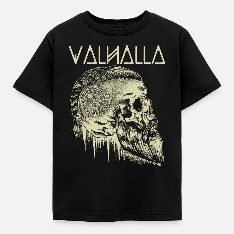 Walhalla Wikinger-Schädel - Kinder T-Shirt - Schwarz