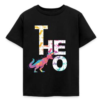 Theo - Schöner Jungen Name mit coolen Dinos - Kinder T-Shirt - Schwarz - Vorne - AI Model Kid Female (0cm)