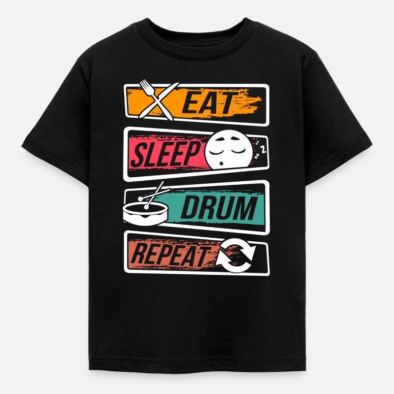 Drummer Eat Sleep Drum Répéter - T-shirt Enfant - noir