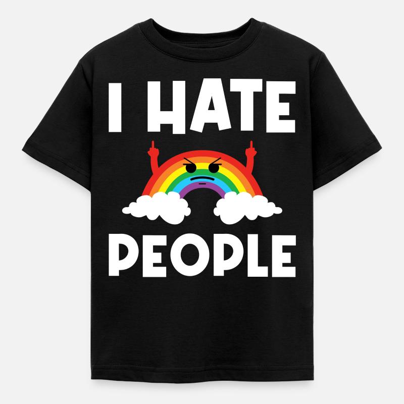 I Hat People Rainbow I Hate People Hate valentine - Kids' T-Shirt - black
