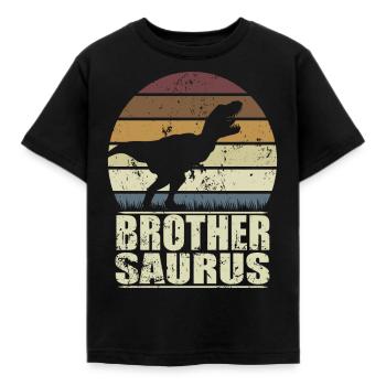 BrotherSaurus Rex Dinosaurier Dino Brother Saurus - Kinder T-Shirt - Schwarz - Vorne - AI Model Kid Female (0cm)