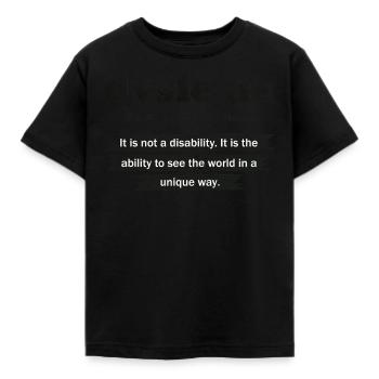 Dyslexia Definition Reading Awareness - Kids' T-Shirt - black - Front - AI Model Kid Female (0cm)