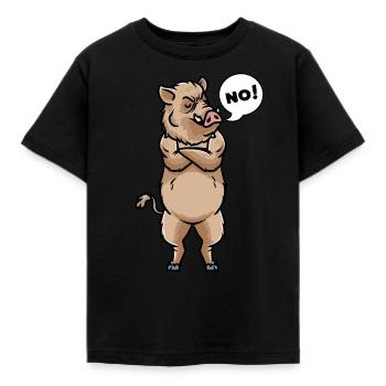 Sanglier têtu Sanglier Sanglier Manteau Noir - T-shirt Enfant - noir - Devant - AI Model Kid Female (0cm)