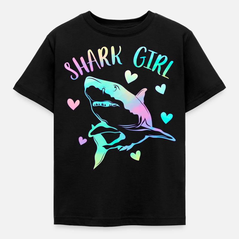 Hai-Mädchen - Kinder T-Shirt - Schwarz