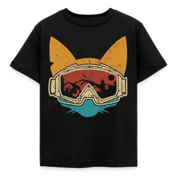 Skiers Skiing Skis Skiing Skiing Cat - Kids' T-Shirt - black - Front - AI Model Kid Female (0cm)