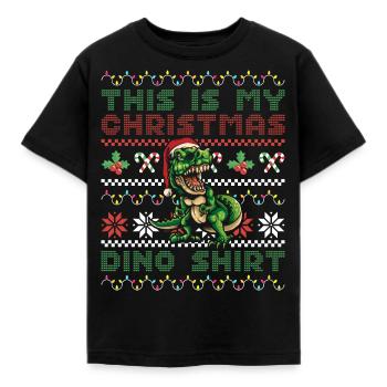This Is My Christmas Dino Shirt Christmas Dinosaur - Kinder T-Shirt - Schwarz - Vorne - AI Model Kid Female (0cm)