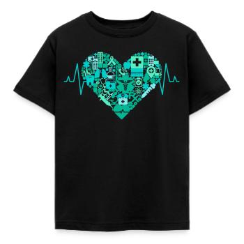 Service de secours cardiaque paramédical Heartbeat ECG Heart - T-shirt Enfant - noir - Devant - AI Model Kid Female (0cm)